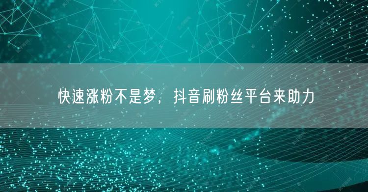 快速涨粉不是梦，抖音刷粉丝平台来助力