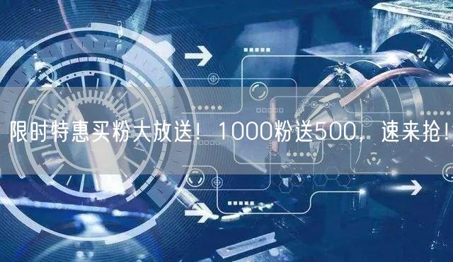 限时特惠买粉大放送！1000粉送500，速来抢！