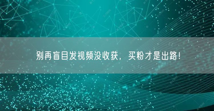 别再盲目发视频没收获，买粉才是出路！