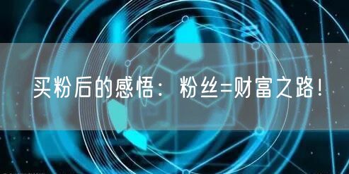 买粉后的感悟：粉丝=财富之路！