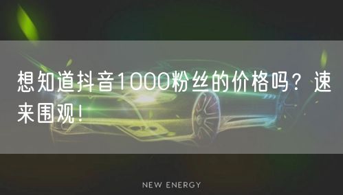 想知道抖音1000粉丝的价格吗？速来围观！