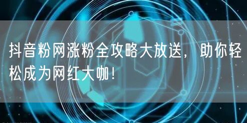 抖音粉网涨粉全攻略大放送，助你轻松成为网红大咖！