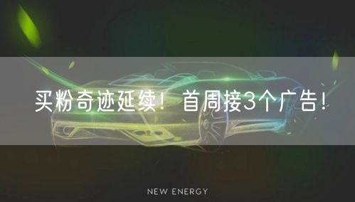 买粉奇迹延续！首周接3个广告！